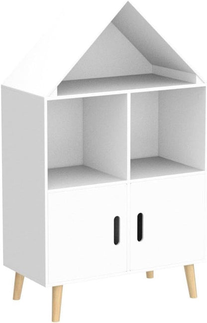 Haotian KMB58-W, Children Kid's Bookcase with 3 Storage Compartments and Cabinet, Bookshelf, Book Rack, Book Holder Organizor