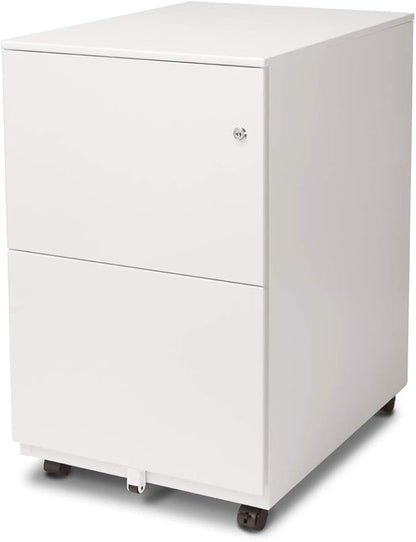 Aurora Modern Soho Design 2-Drawer Metal Mobile File Cabinet with Lock Key/Fully Assembled, White