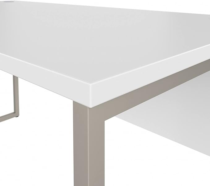Bush Business Furniture Hybrid L Shaped Table Desk with Metal Legs, 60W x 30D, White