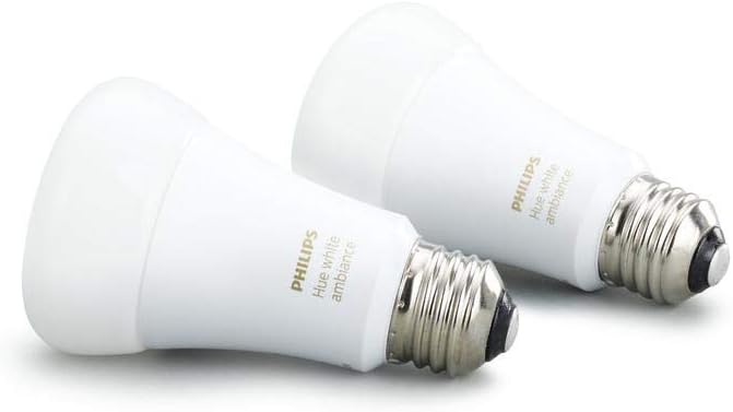 Philips Hue 2-Pack White Ambiance 60W Equivalent Dimmable LED Smart Bulb (Works with Alexa Apple Homekit and Google Assistant), 2 Bulbs (453092)