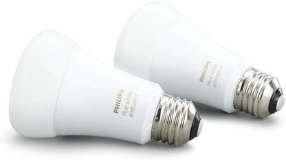 Philips Hue 2-Pack White Ambiance 60W Equivalent Dimmable LED Smart Bulb (Works with Alexa Apple Homekit and Google Assistant), 2 Bulbs (453092)