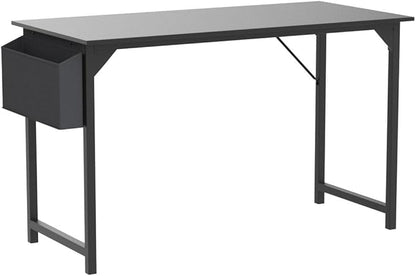 Computer Desk Home Office Desk 47 Inch Writing Desks Small Space Desk Study Table Modern Simple Style Work Table Student Desk PC Table with Storage Bag Headphone Hook Metal Frame for Home, Bedroom