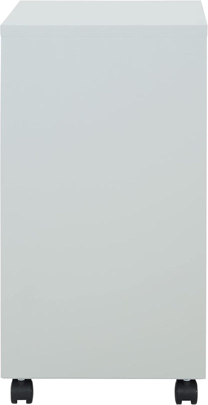 OSP Home Furnishings 2 Drawer Mobile Locking Metal File Cabinet, Grey
