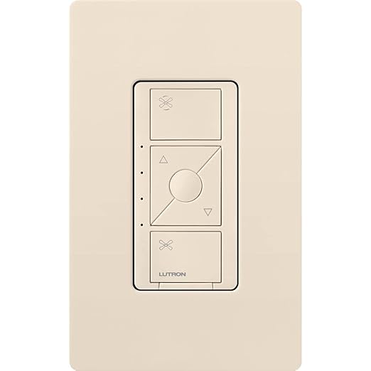 Lutron Caseta Smart Fan Speed Control Switch (Lutron Smart Hub Required), Single-Pole, PD-FSQN-LA, Light Almond