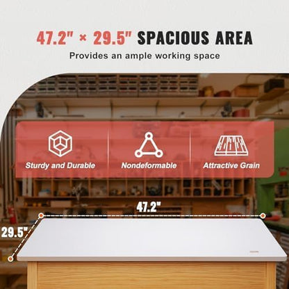 VEVOR Table Top 47.2" x 29.5" x 1" Universal Tabletop, White