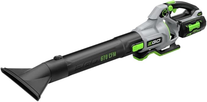 EGO LB6703 670 CFM 180 MPH 56V Lithium-Ion Cordless Electric Variable-Speed Blower Kit with 4.0Ah Battery and 320W Charger Included, Black