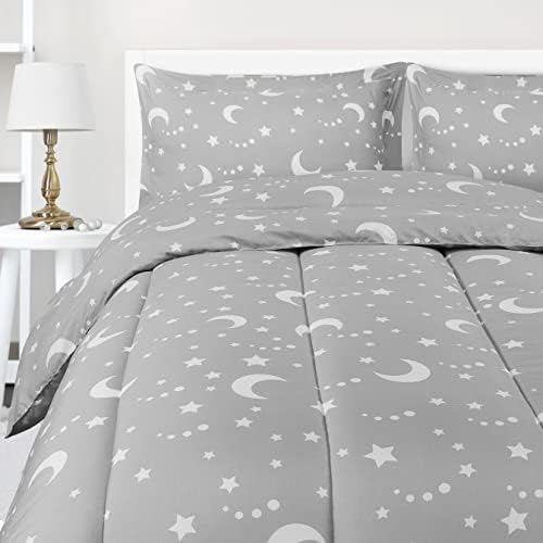 Utopia Bedding All Season Moon Star Comforter Set with 2 Pillow Cases, 3 Piece Soft Brushed Microfiber Kids Bedding Set for Boys/Girls, Machine Washable (Twin)