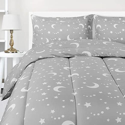 Utopia Bedding All Season Moon Star Comforter Set with 2 Pillow Cases, 3 Piece Soft Brushed Microfiber Kids Bedding Set for Boys/Girls, Machine Washable (Twin)