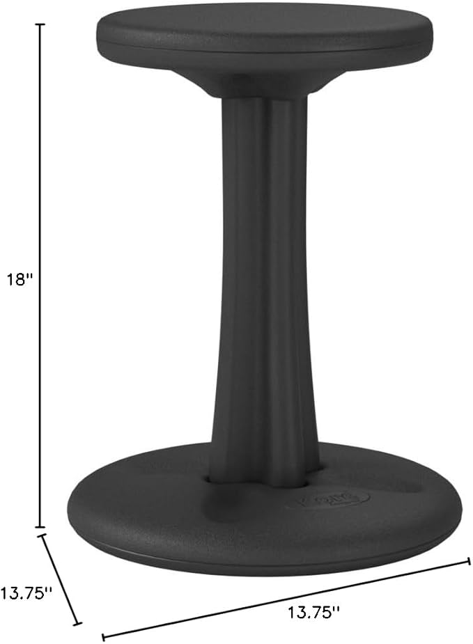 Kore Kids Pre-Teen Wobble Chair - Flexible Seating Stool for Classroom, Home & School, ADD/ADHD - Made in The USA - Age 10-11, Grade 5-6, Black (18.7in)