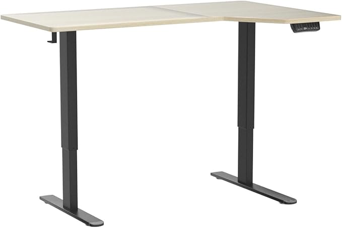 Electric Standing Desk, Height Adjustable Sit Stand up Desk, L-Shaped Memory Home Office Desk with Hook, 55 x 34 inch