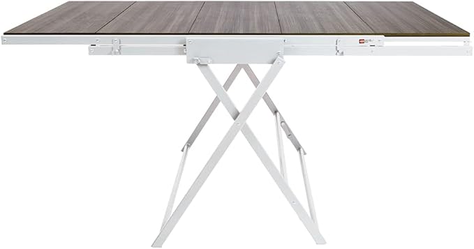 Origami Modern 2 in 1 Shelf to Table Style, Organizer Deco Rack Magically Turn to a Table/Desk in a Second,Fully Assembled,White/Birchwood US Patent Pending (STT-WHIBRC)