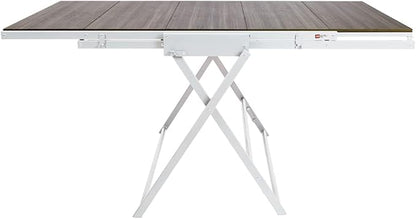 Origami Modern 2 in 1 Shelf to Table Style, Organizer Deco Rack Magically Turn to a Table/Desk in a Second,Fully Assembled,White/Birchwood US Patent Pending (STT-WHIBRC)
