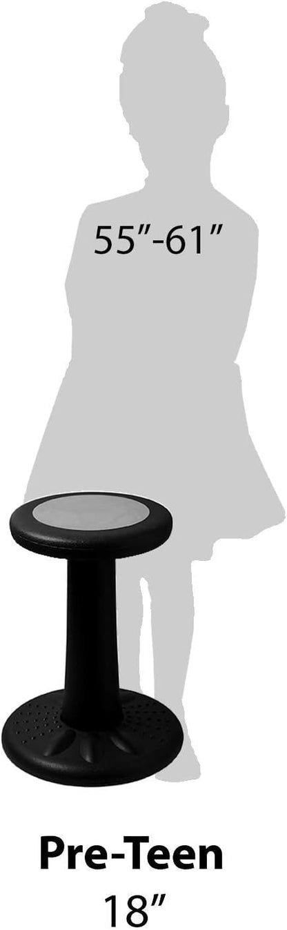 Studico ActiveChairs Kids Wobble Chair, Flexible Elementary Classroom Seating, Improves Focus, Posture and Helps ADHD/ADD, Sensory Chair, Active Fidget Chairs, Pre-Teen 17.75" Stool, Ages 7-12, Black