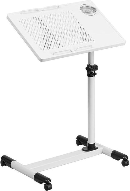 Flash Furniture Macon White Adjustable Height Steel Mobile Computer Desk
