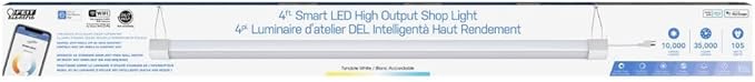 Feit Electric 4 ft. Smart WiFi 105-Watt LED Shop Light, No Hub Required, Alexa or Google Assistant, 3000K/4000K/5000K Color Temperature CCT Changing, SHOP/4/HO/CCT/AG