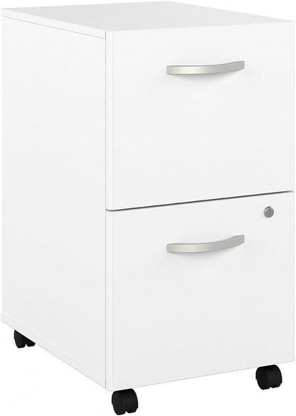 Bush Business Furniture Hybrid 2-Drawer Mobile File Cabinet, Letter/Legal, White, 20-inch (HYF116WHSU-Z)