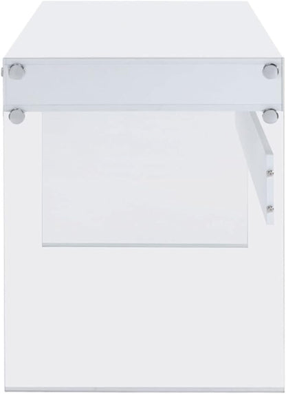 Coaster Home Furnishings Dobrev 2-Drawer Writing Desk Glossy White and Clear