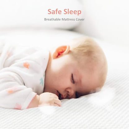 Crib Mattress, Dual Sided Comfort Memory Foam Toddler Bed Mattress, Triple-Layer Breathable Premium Baby Mattress for Infant and Toddler w/Removable Outer Cover - White&Blue