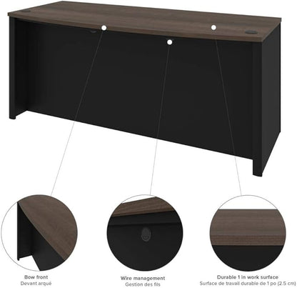 Bestar Connexion Desk Shell, 72W, Antigua & Black