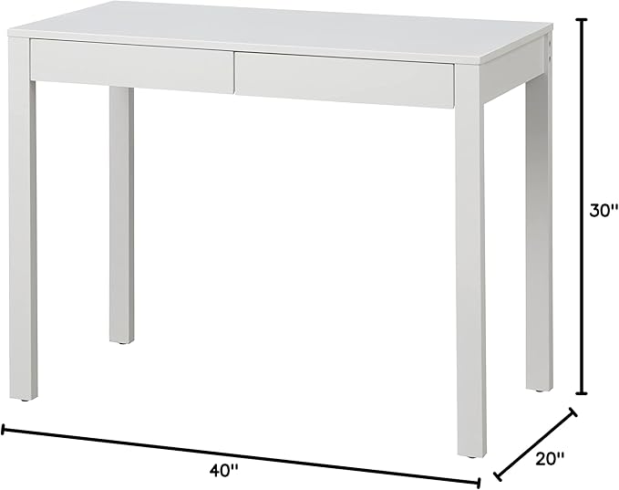 Target Marketing Systems Gabby Home Office, Study Room, Vanity or Bedroom, Computer 2 Drawers, Contemporary Style Desk with Storage, 40” x 20”, White