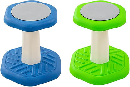 Kids Wobble Stool Chair Seat, Flexible Classroom Seating Improves Focus, Posture & Helps ADHD/ADD. Wobble Stools for Classroom Seating, Ages 3-8, Blue+Green