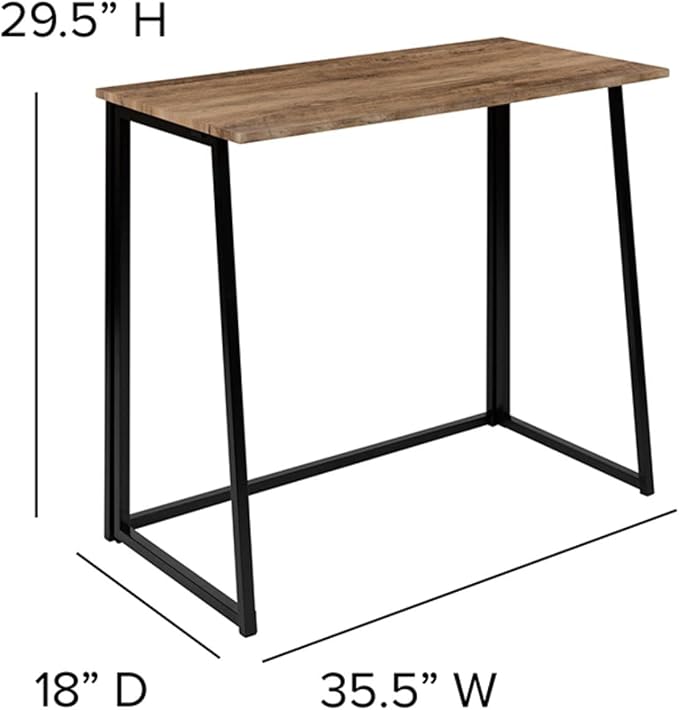 Flash Furniture Walker Small Rustic Natural Home Office Folding Computer Desk - 36"