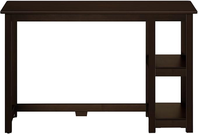 Max & Lily Solid Wood Desk With Shelves, 47 Inches, Espresso