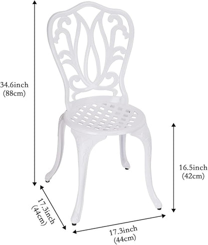 3 Piece Bistro Set,Outdoor Patio Set,Anti-Rust Cast Aluminum Bistro Table Set for Park Yard Front Porch Furniture(New White)…