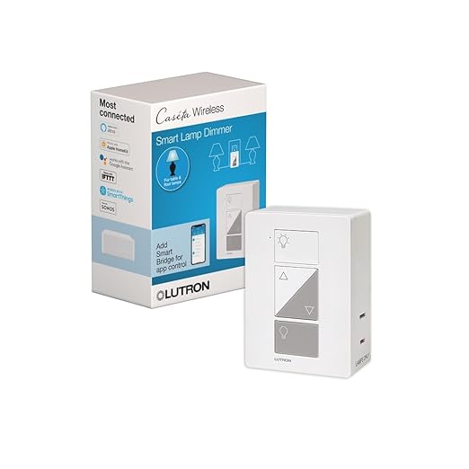 Lutron Caseta Smart Lamp Dimmer Switch (Lutron Smart Hub Required) for Floor and Table Lamps, for Dimmable LED Lights, up to 100 Watt, PD-3PCL-WH, White