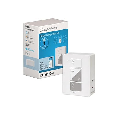 Lutron Caseta Smart Lamp Dimmer Switch (Lutron Smart Hub Required) for Floor and Table Lamps, for Dimmable LED Lights, up to 100 Watt, PD-3PCL-WH, White