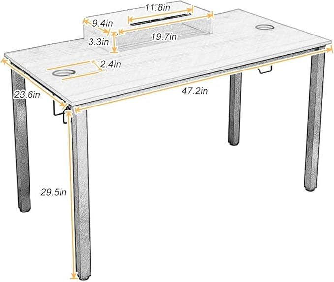 Need Gaming Desk- 47" All-in-one Gamer Computer Table with Headphone Hook/Cup Holder, Professional Game PC Workstation, AC14-12060LBPRO-ND