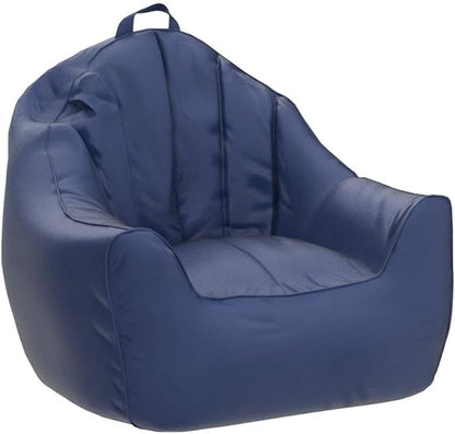 Posh Creations Structured Comfy Bean Bag Chair for Gaming, Reading, and Watching TV, Malibu Lounge, Soft Nylon-Navy