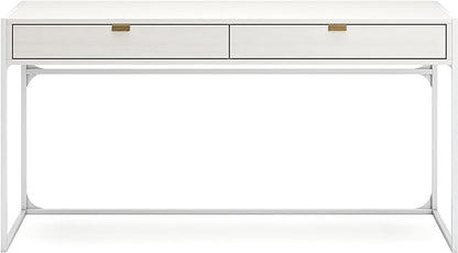 Signature Design by Ashley Deznee Modern Home Office Desk with 2 Drawers, White