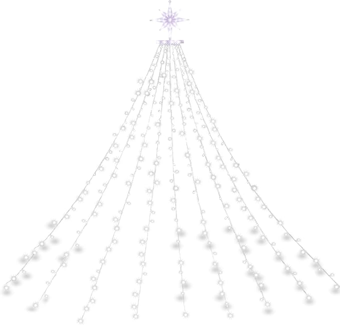PUHONG Christmas Decoration Outdoor Star String Lights,320 LED Christmas Lights[8 Modes & Waterproof], Lighted Christmas Star for Halloween Xmas New Year Holiday (IronStar-Red+Green)