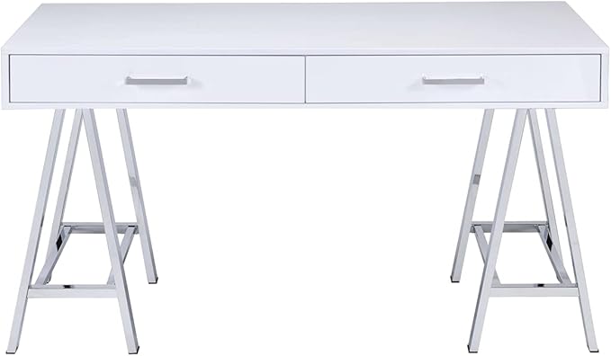 Acme Coleen Home Office Desk in White and Chrome