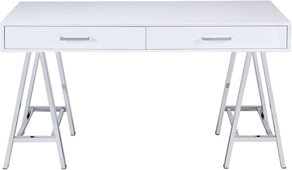 Acme Coleen Home Office Desk in White and Chrome