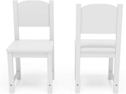 Timy Toddler Wooden Chair Pair, Kids Furniture for Eating, Reading, Playing 2 Pack (White)