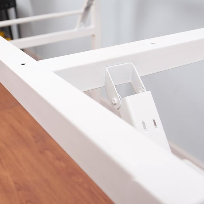 SDHYL 55inchesNo Assembly Foldable Computer Desk for Home Office Workstation, Study and Writing, Teak Board and White Leg