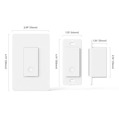 TREATLIFE Smart Switch 4 Pack, 2.4Ghz Smart Light Switch WiFi Light Switch Single-Pole, Neutral Wire Required, Works with Alexa, Google Home and SmartThings, Smart Home Remote Control, FCC Listed