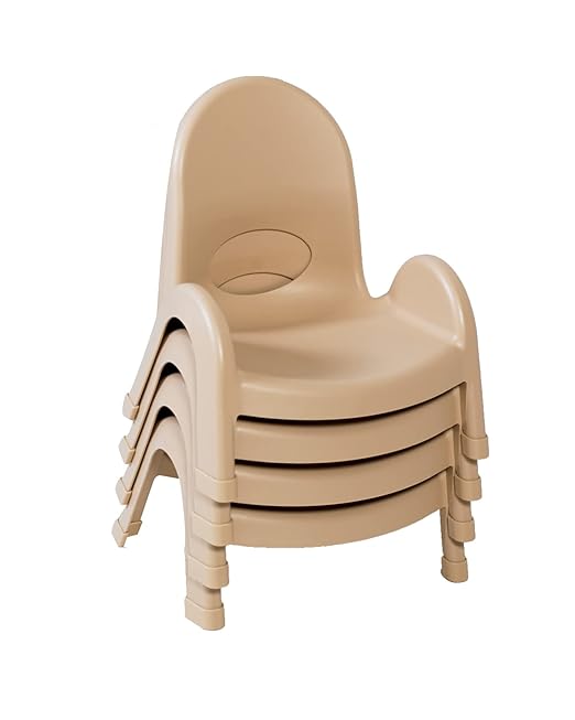 Angeles Value Stack Kids Chair, Natural Tan - 5"H, AB7705NT, Preschool and Daycare Flexible Seating, Classroom Desk Chair for Toddlers, Girls and Boys, 1-Pack