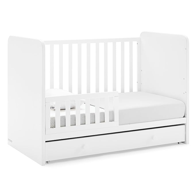 Delta Children babyGap Graham 4-in-1 Convertible Crib with Storage Drawer + Brannan Bear Bookcase with Bins + Brannan Bear Wall Shelf with 4 Hooks, Bianca White (Bundle)