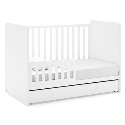 Delta Children babyGap Graham 4-in-1 Convertible Crib with Storage Drawer + Brannan Bear Bookcase with Bins + Brannan Bear Wall Shelf with 4 Hooks, Bianca White (Bundle)