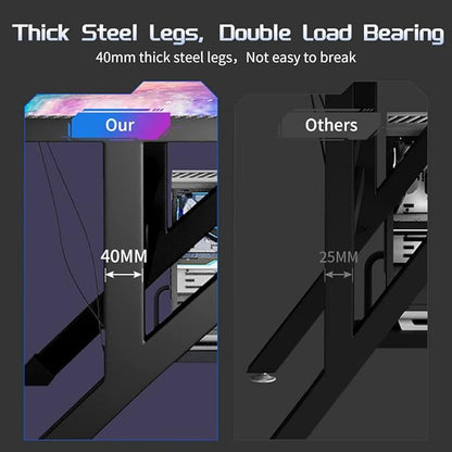 31 Inch Gaming Computer Desk - Sturdy Small Home Office Desk with Ergonomic Design - Easy Assembly - PC Laptop Desk with Black Carbon Fiber Desktop