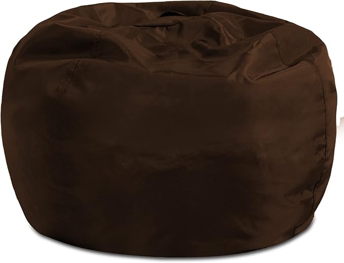 Posh Creations Structured Comfy Bean Bag Chair for Gaming, Reading, and Watching TV, 100in Round Classic Bean Bag, Microsuede - Chocolate