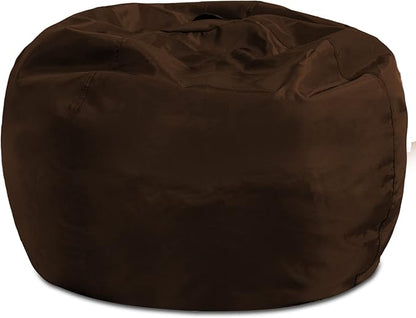 Posh Creations Structured Comfy Bean Bag Chair for Gaming, Reading, and Watching TV, 100in Round Classic Bean Bag, Microsuede - Chocolate