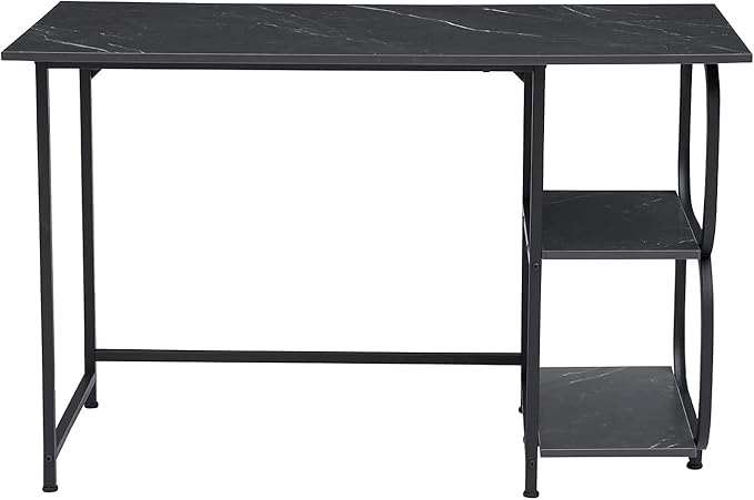Anivia Gaming Computer Desk, Small Home Office Desk with 2 Storage Shelves, 47" Writing Desks Industrial Simple Style Wood Table Metal Frame for PC Laptop Notebook（Black） (47-B)
