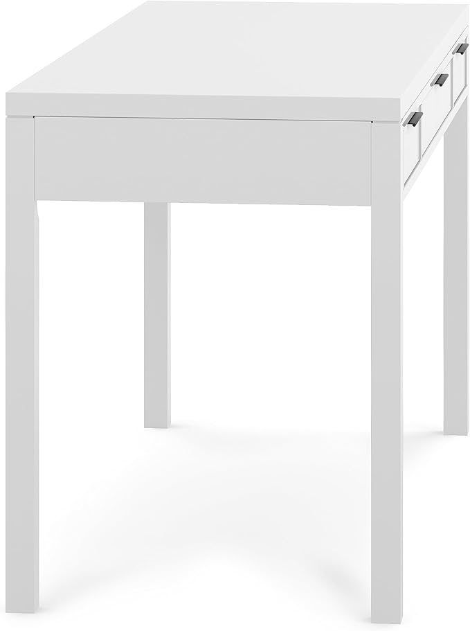 SIMPLIHOME Hollander Solid Wood Contemporary 60 Inch Wide Desk in White, for The Office Desk, Writing Table, Workstation and Study Table Distressed Dark Brown