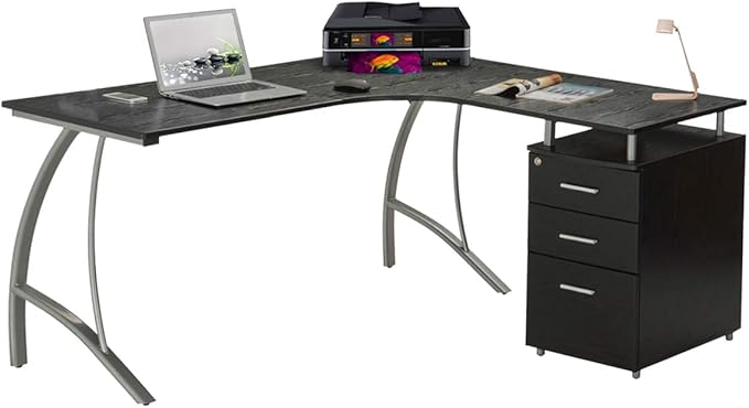 NicBex Laik-DW-00046-DX Desks, 59" W x 55" D x 30" H, Espresso