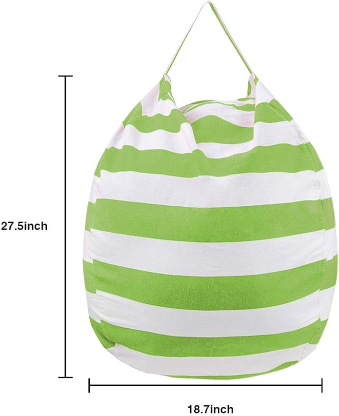 27Inch Stuffed Animal Storage Bean Bag Chair Cover for Kids room, Gifts for 3 4 5 6 7 8 9 Boys Girls Stuffed Animals Toy Storage Bags, New Year Gift-Green