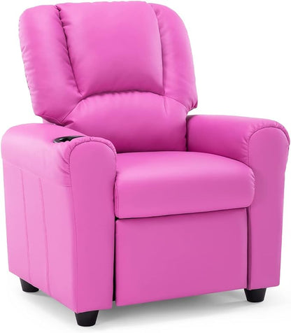JC HOME CANDY Kids Chair Leather Recliner Sofa Toddler Youth Children Child Ages 3-7, Blush Pink